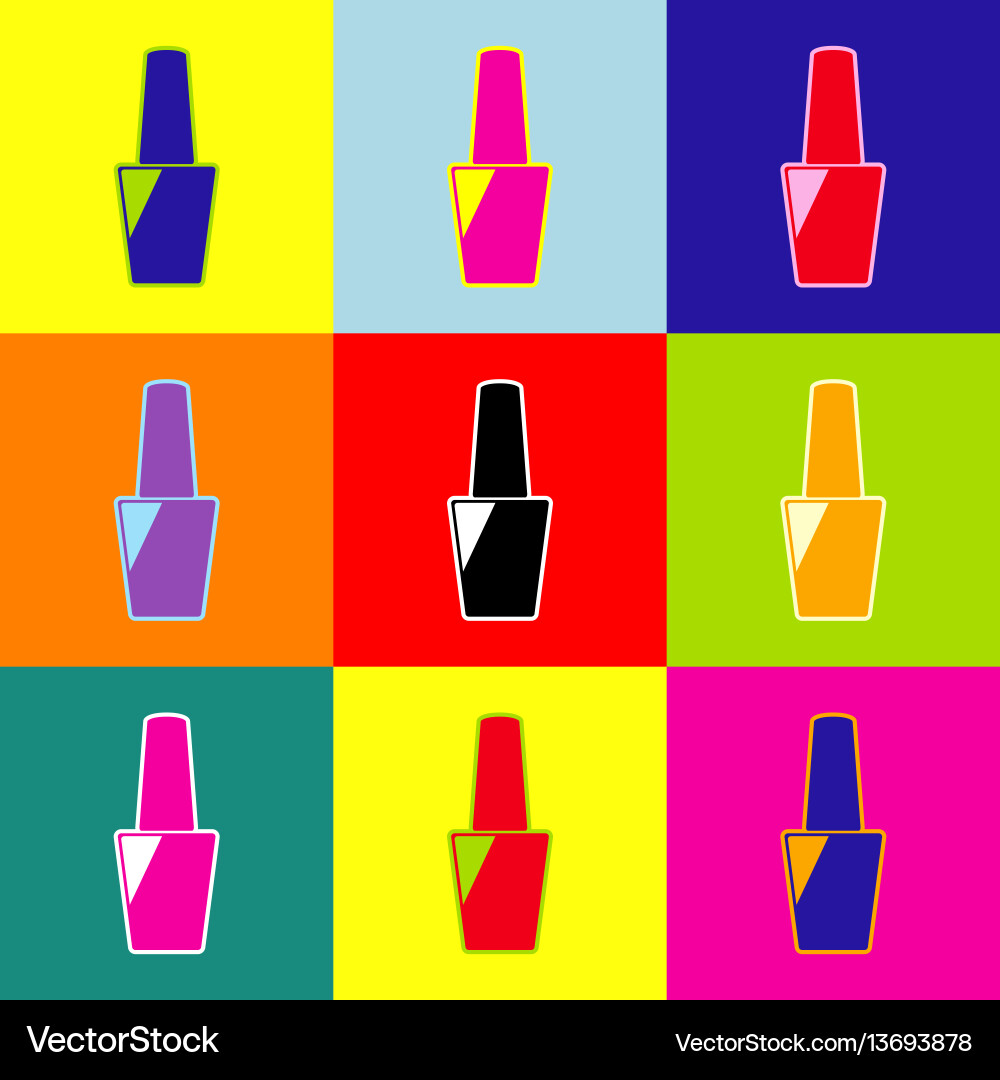 Nagellack Zeichen Pop-Art-Stil bunt Nagellack Zeichen Pop-Art-Stil bunt vektorbild