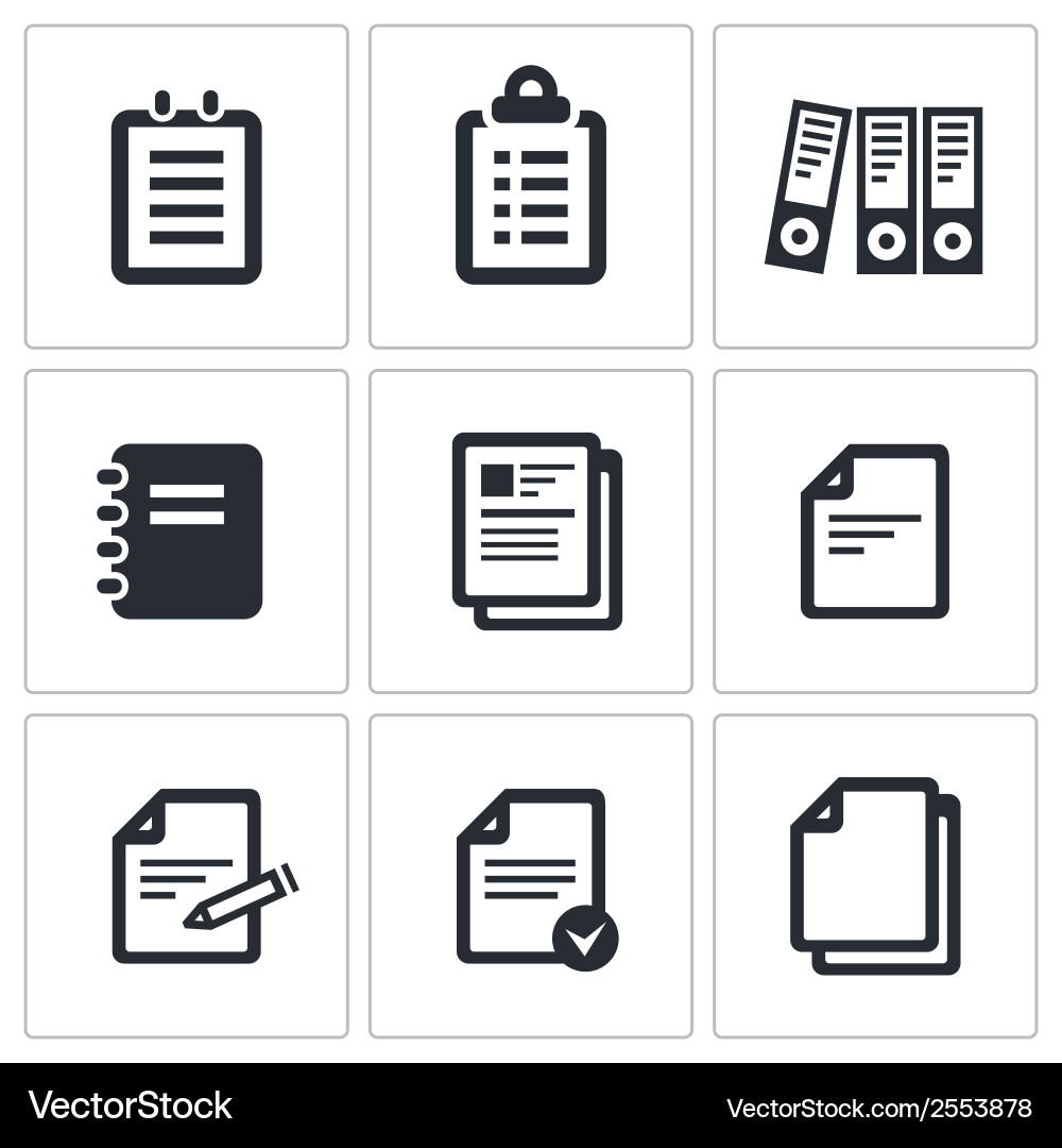Note Pad and Document Icons vector image