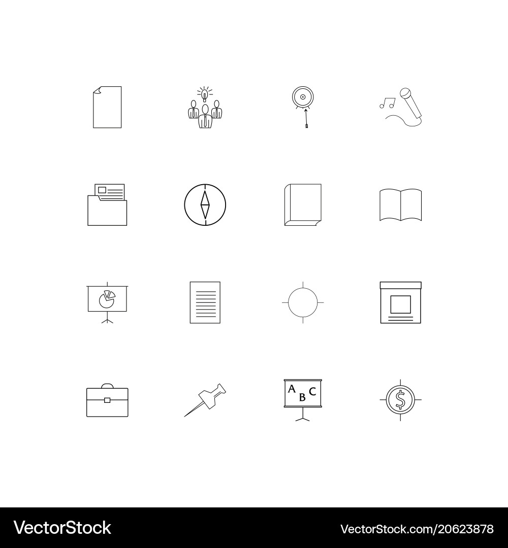 Office simple linear icons set outlined Vector Image
