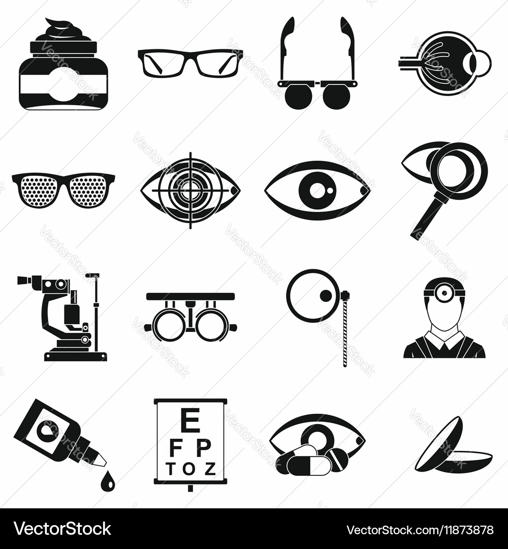 Ophthalmologist tools icons set simple style Vector Image