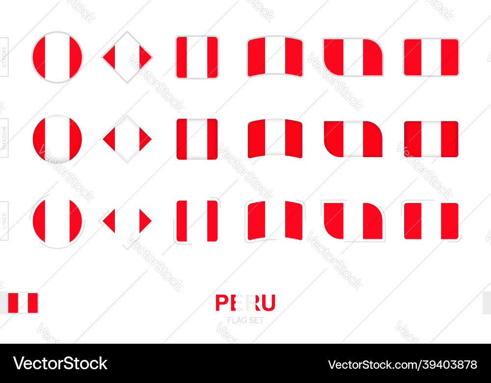 Peru flag set simple flags of with three vector image
