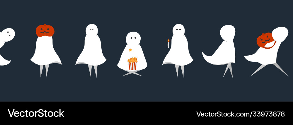 Set ghost character in different pose Set ghost character in different pose Vector Image