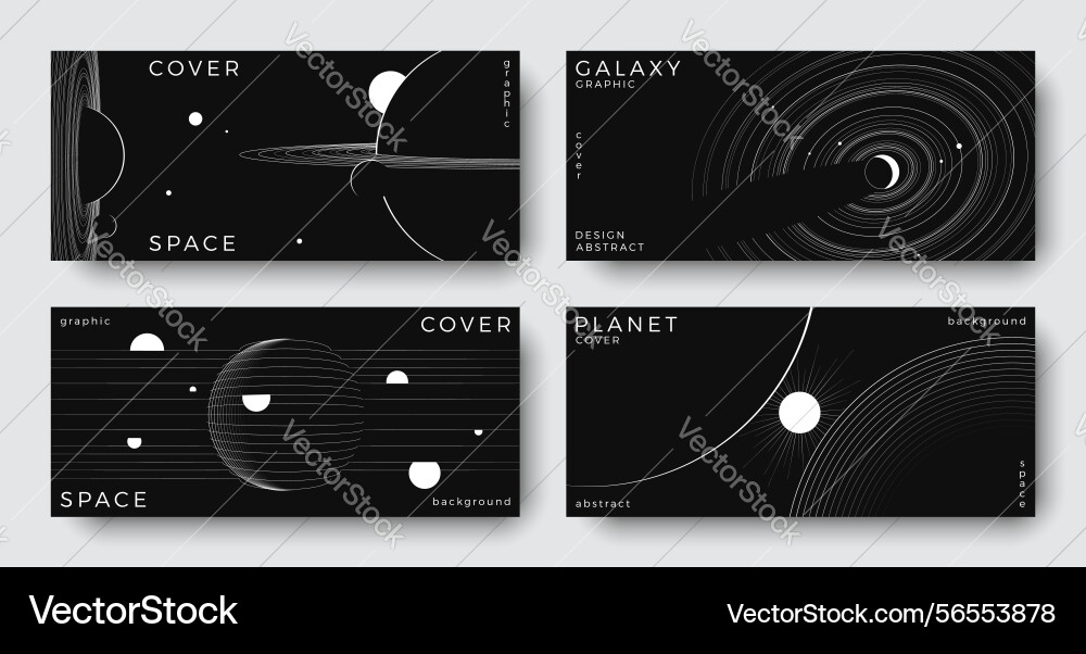 Set of abstract space horizontal backgrounds Vector Image