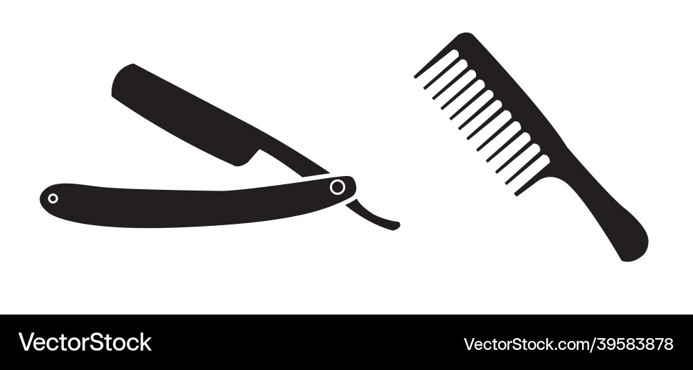 Set of black icons comb with a handle Vector Image