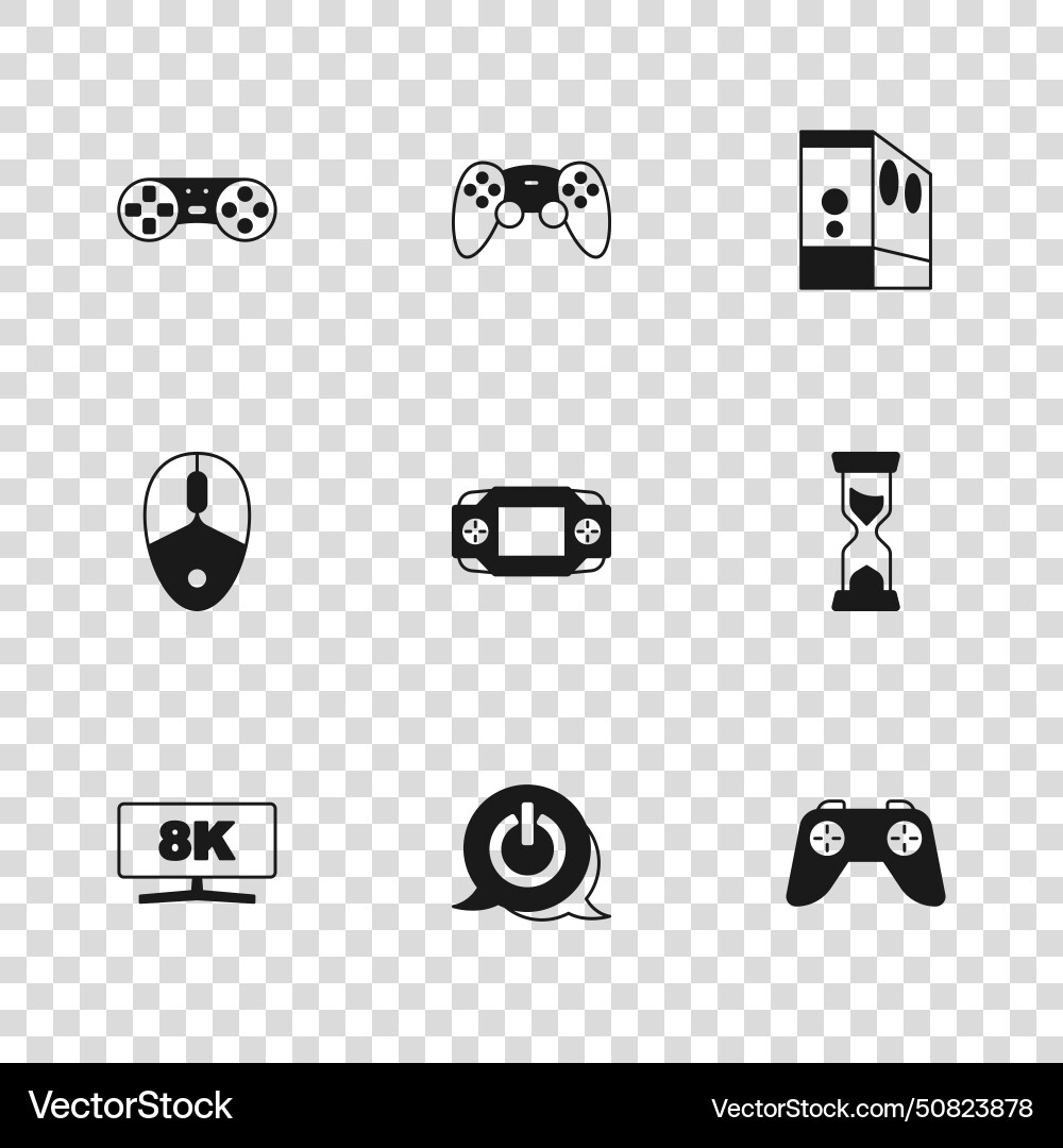 Set power button old hourglass game controller Set power button old hourglass game controller vector image