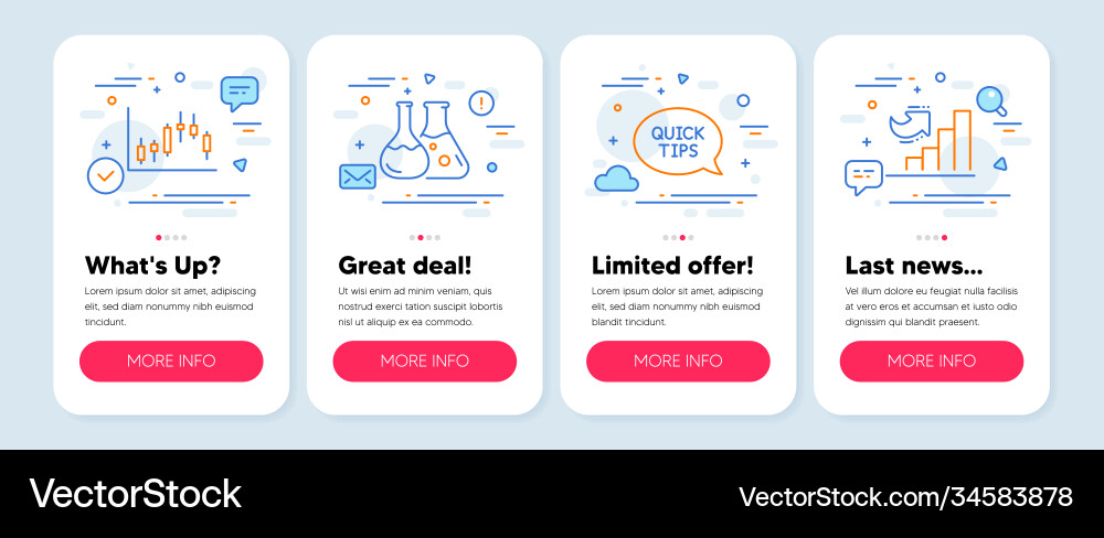Set science icons such as candlestick graph Set science icons such as candlestick graph vector image