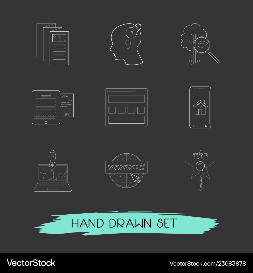 Set web design icons line style symbols Set web design icons line style symbols vector image