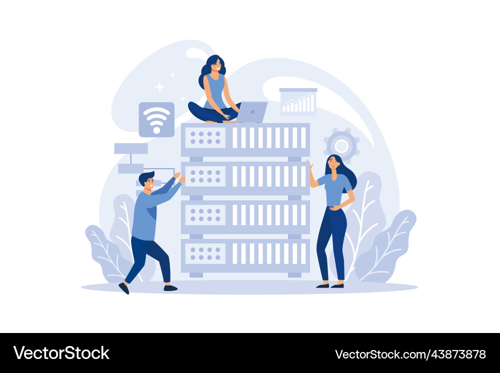 System administrator technical work with server System administrator technical work with server vector image