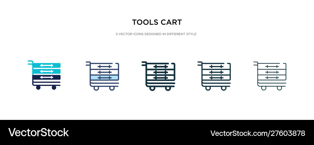 Tools cart icon in different style two colored vector image