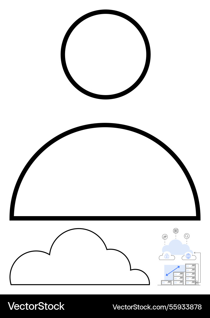 User profile with cloud computing and data User profile with cloud computing and data vector image