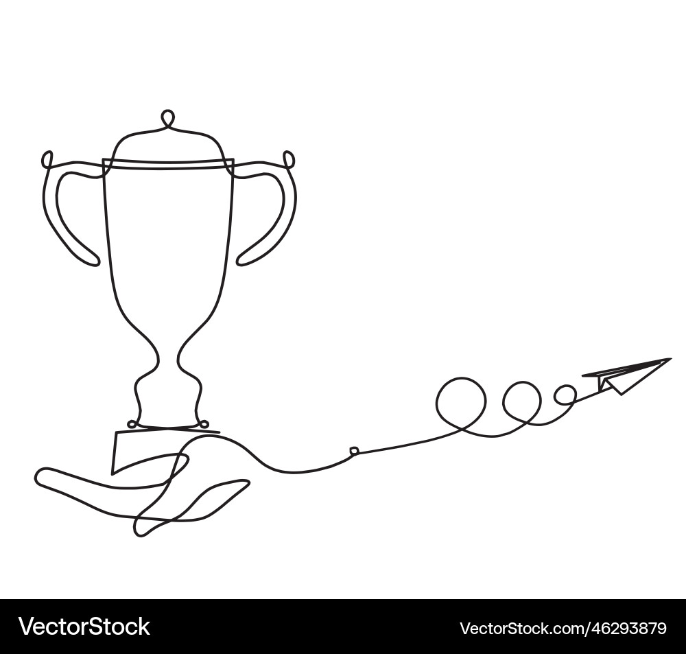 Abstract cup with paper plane as continuous lines Abstract cup with paper plane as continuous lines vector image