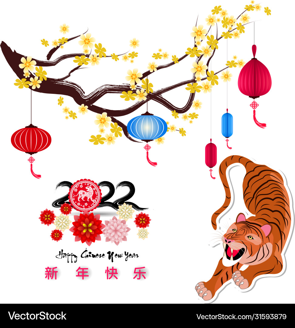 Chinese new year 2022 - tiger lunar Chinese new year 2022 - tiger lunar vector image
