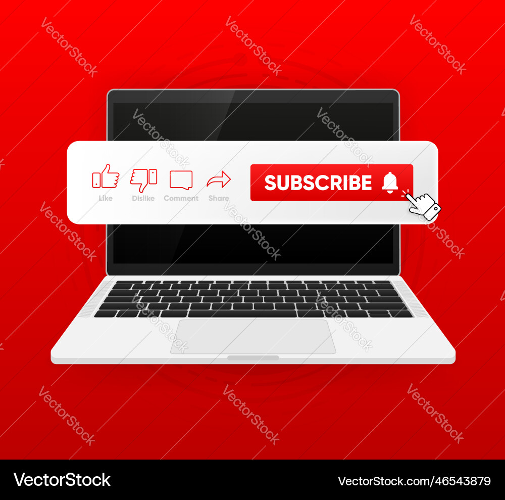 Clicking subscribe button like comment and share Clicking subscribe button like comment and share vector image