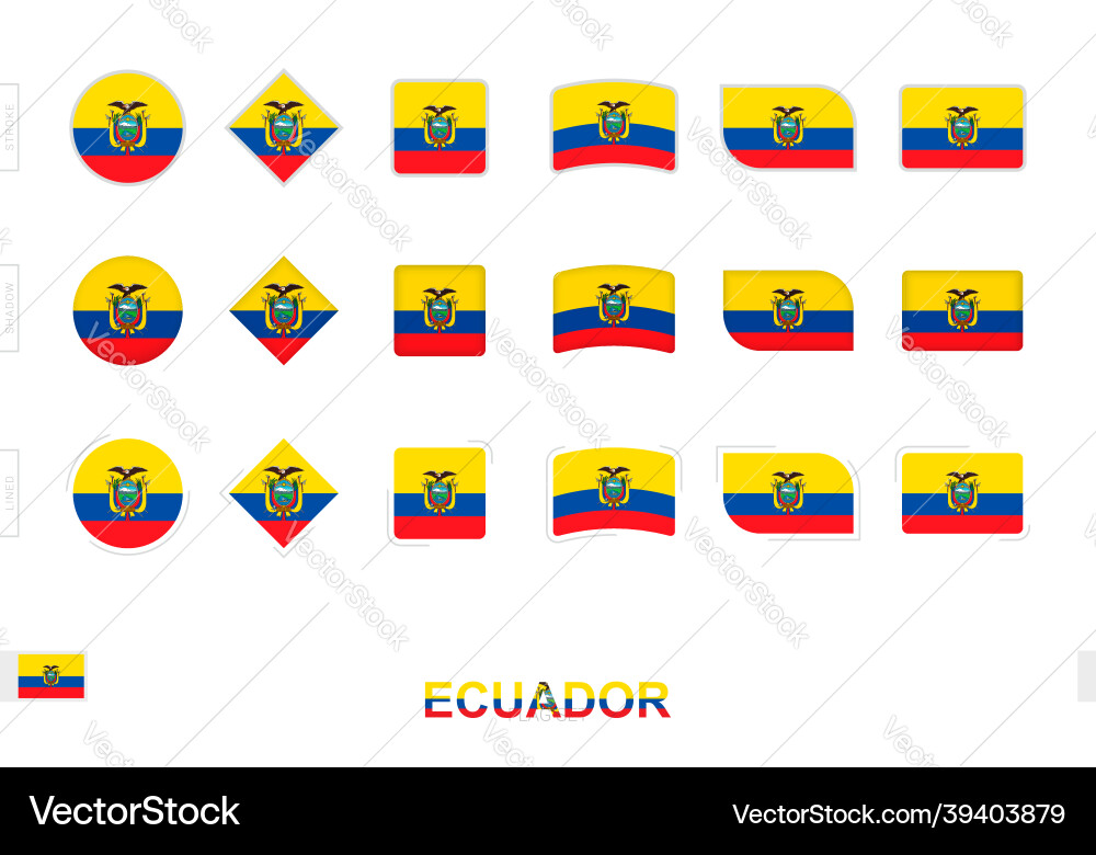 Ecuador flag set simple flags of Vector Image