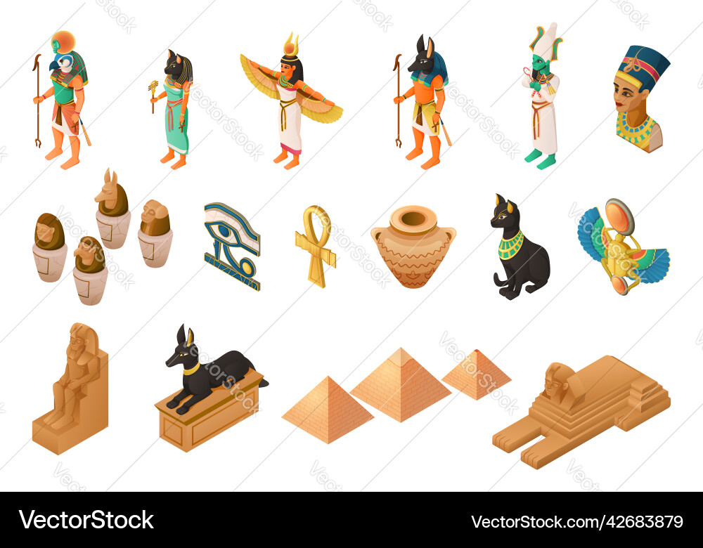 Egypt isometric set Royalty Free Vector Image - VectorStock