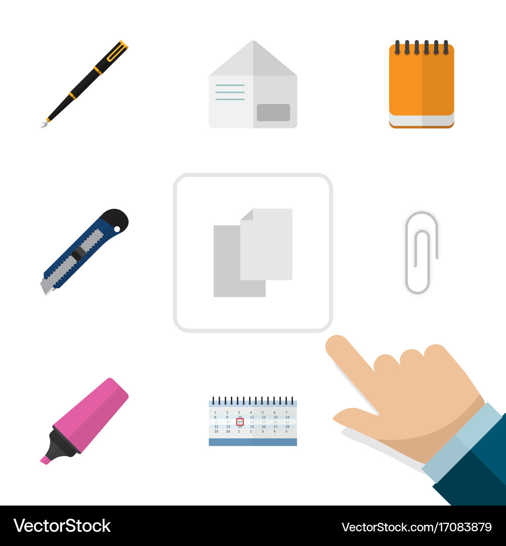 Flat icon tool set of marker nib pen date block Vector Image