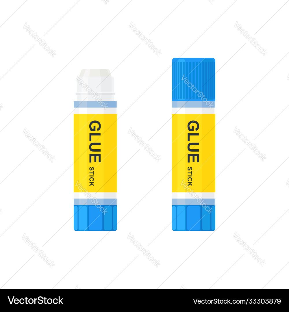 Glue Stick with Lid - Open & Closed Vector Image