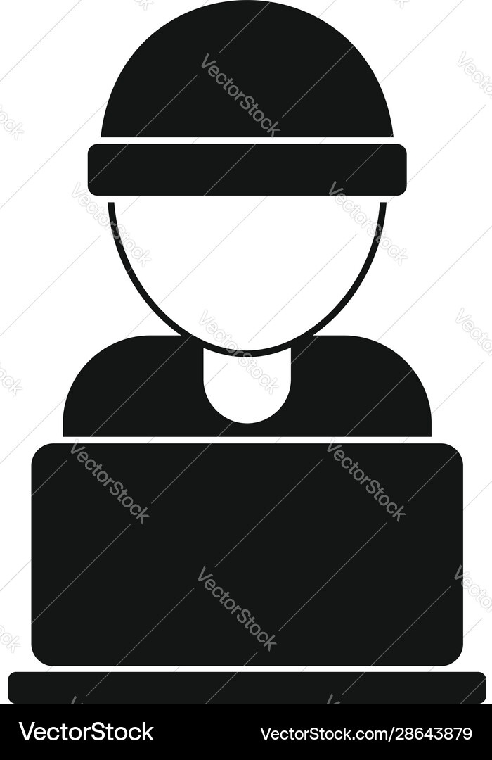 Hacker laptop icon simple style Hacker laptop icon simple style vector image