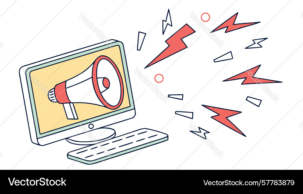 Loudspeaker on computer screen for digital Vector Image