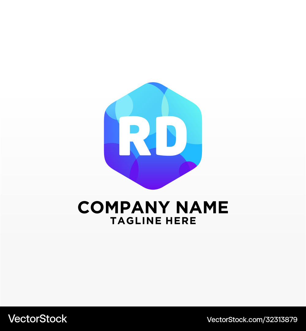 Rd initial logo with colorful circle template vector image