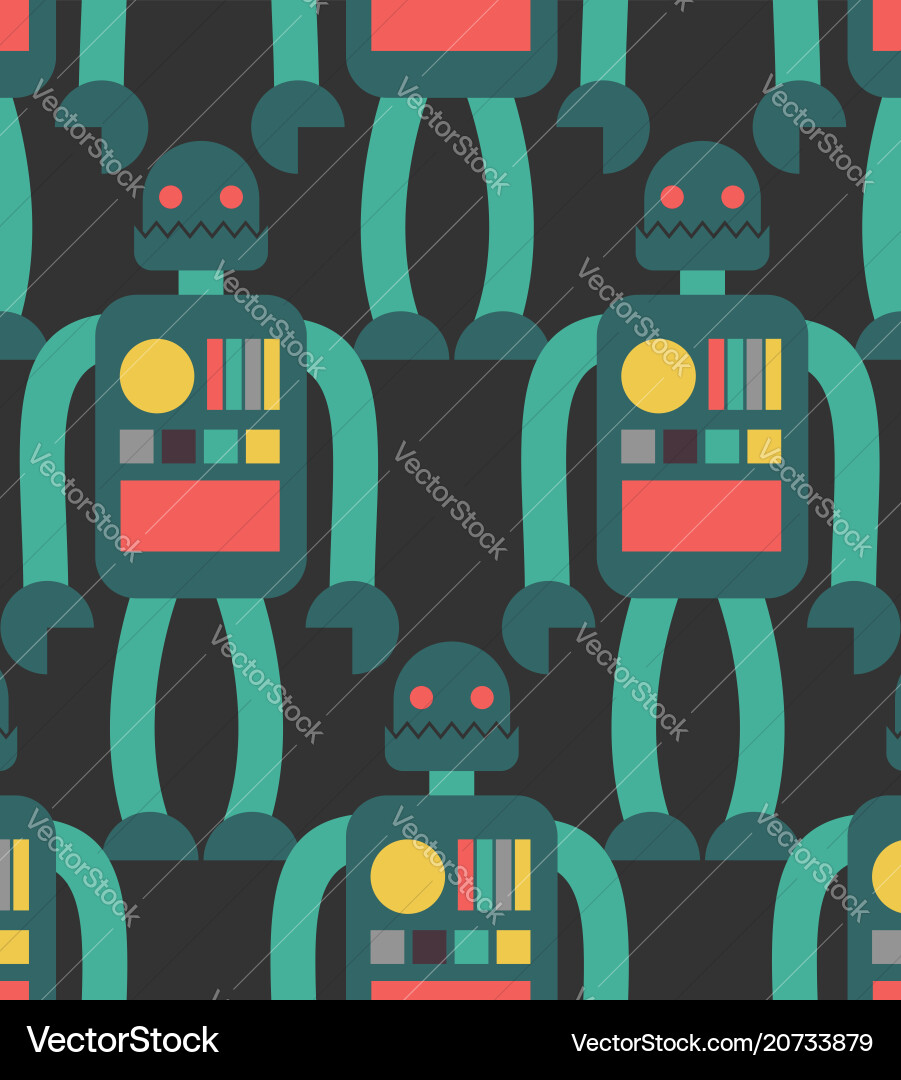 Robot seamless pattern retro toy background vector image
