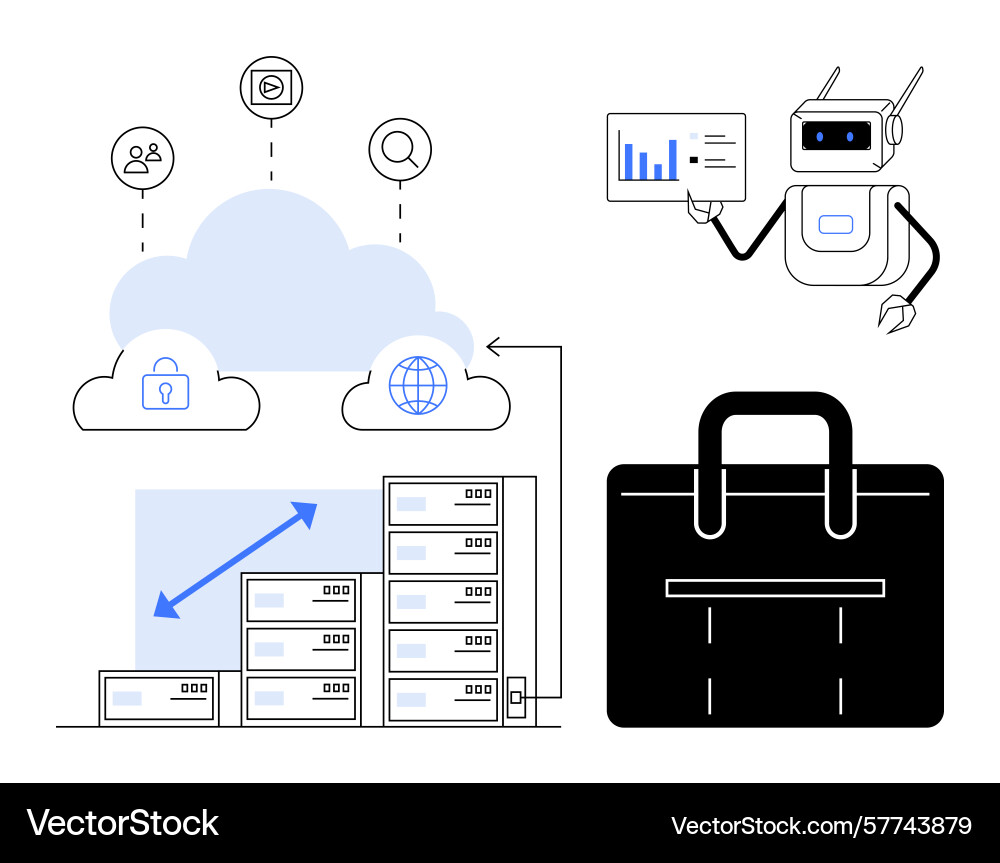Robotics and cloud technology integration vector image