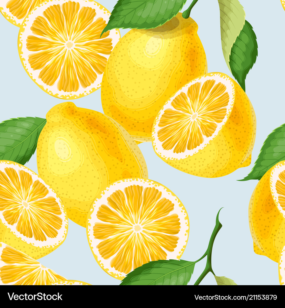 Seamless pattern with lemons Royalty Free Vector Image