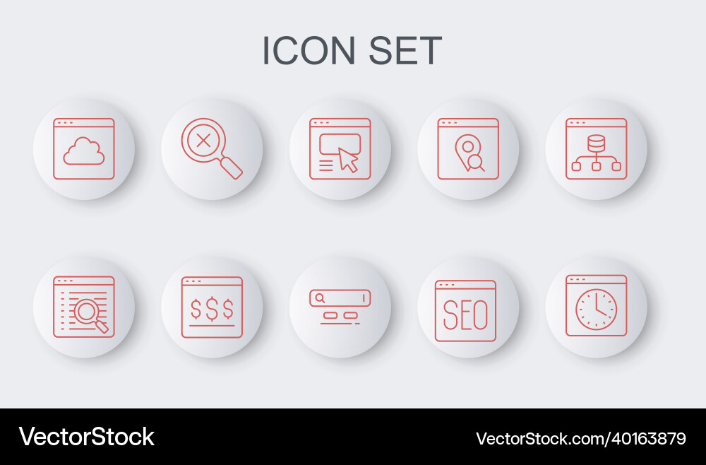 Set line browser window search engine ui or ux Set line browser window search engine ui or ux vector image