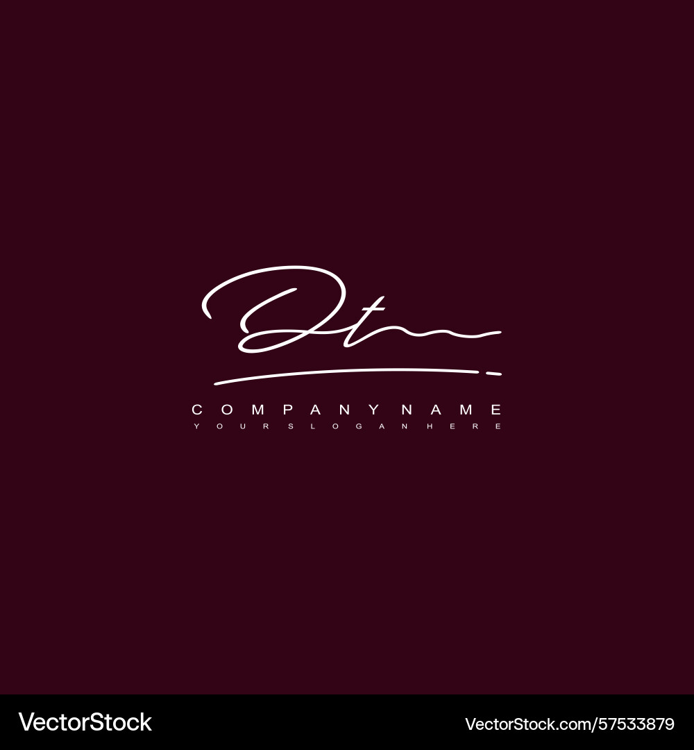 Signature style dt initial logos initials logo Signature style dt initial logos initials logo Vector Image