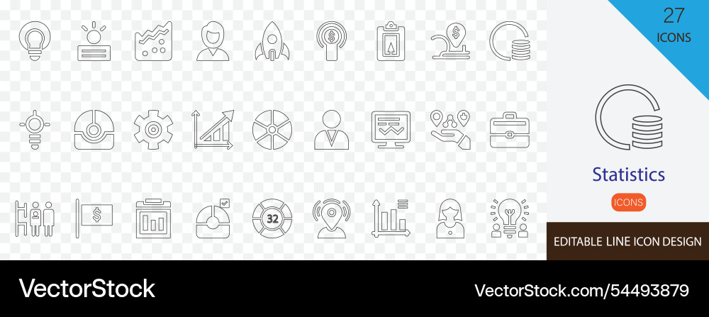 Statistical Line Icons - Data Analysis vector image