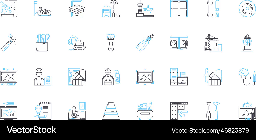 Structure linear icons set architecture Structure linear icons set architecture vector image