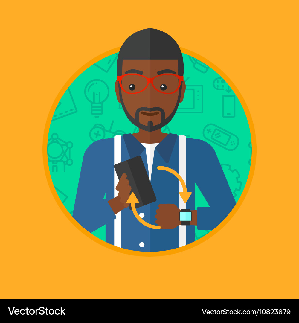 Synchronization between smartwatch and smartphone Vector Image