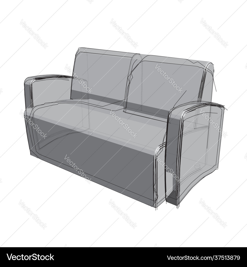 Technical drawing a sofa in an architectural Technical drawing a sofa in an architectural vector image