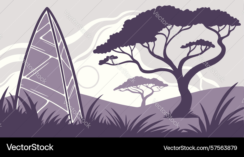 Triangular mountain peak with sparse tree design vector image