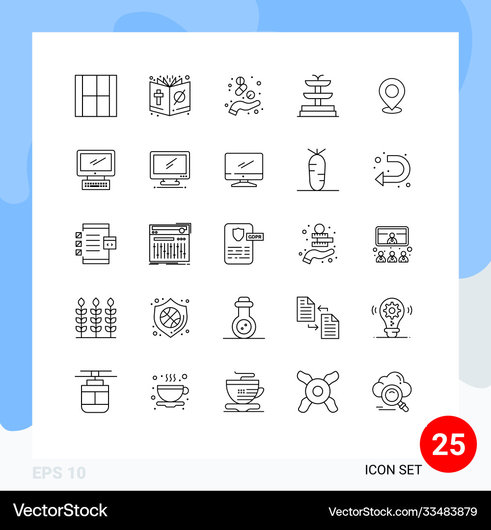 User interface pack 25 basic lines location Vector Image