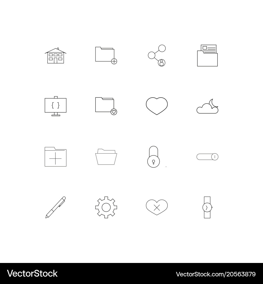 User interface simple linear icons set outlined vector image