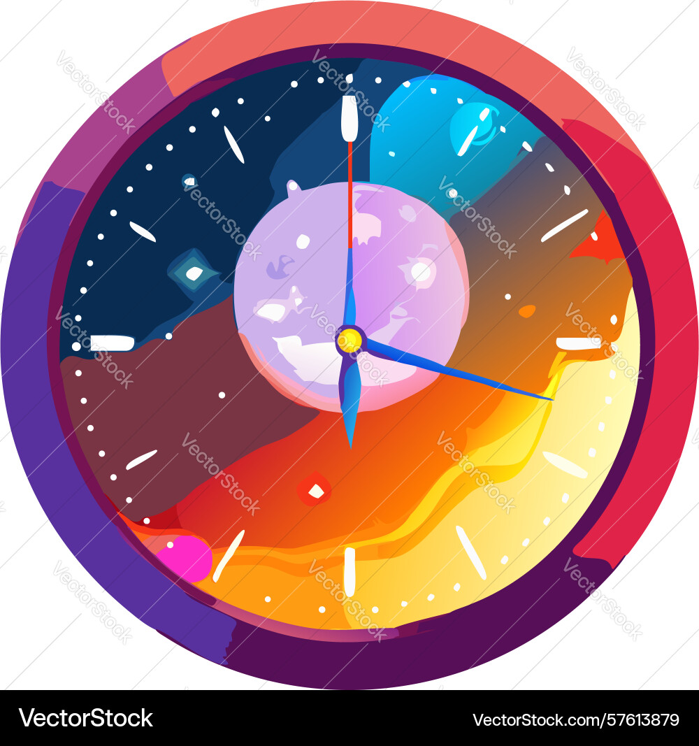 Vibrant gradient clock icon for dynamic displays vector image