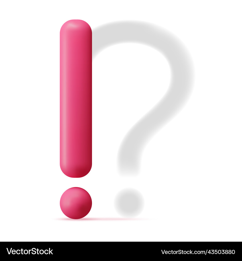 3d exclamation mark with shadow of question Vector Image