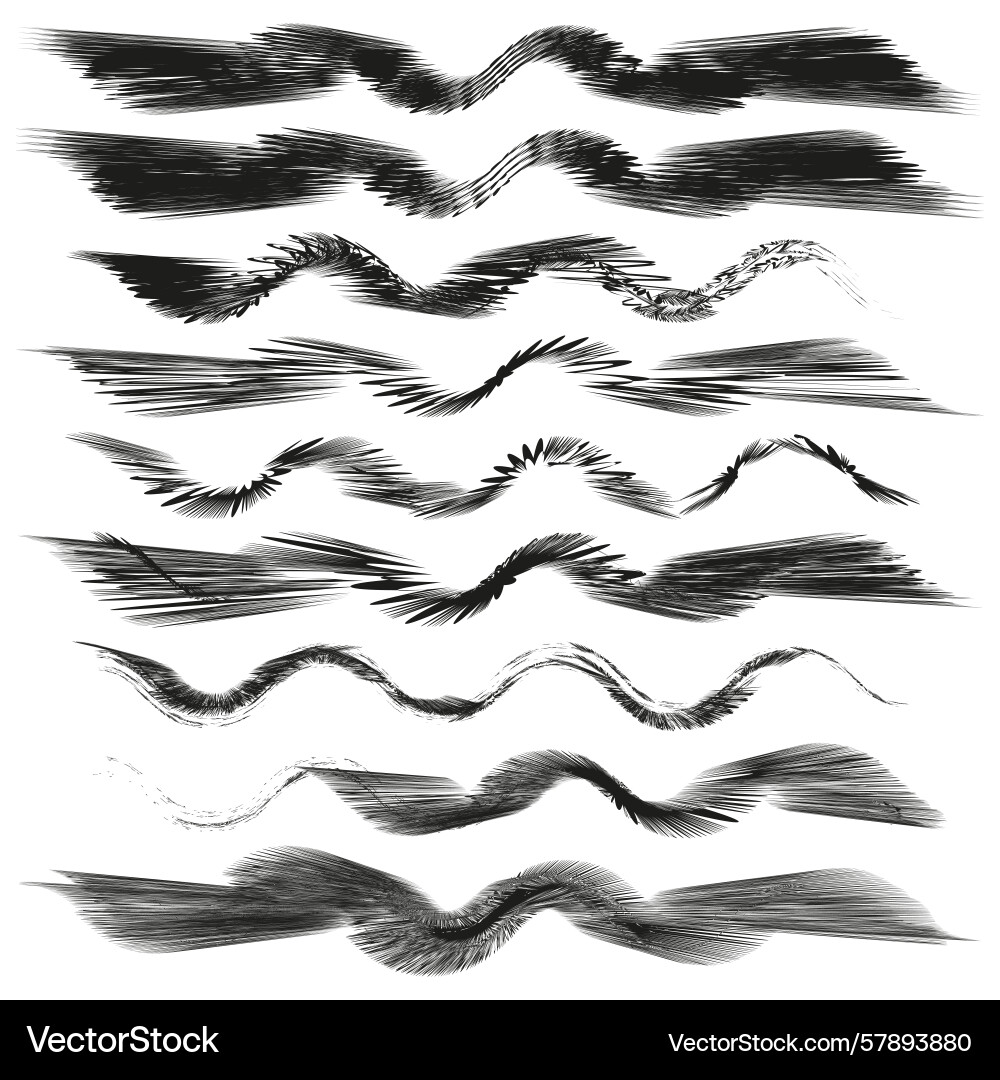 Abstract brush strokes wavy line elements dynamic Abstract brush strokes wavy line elements dynamic Vector Image