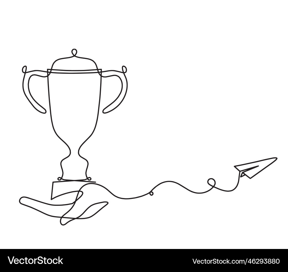 Abstract cup with paper plane as continuous lines Abstract cup with paper plane as continuous lines vector image