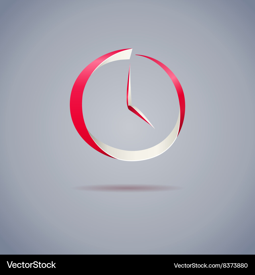 Abstract red clock symbol on gray background Vector Image