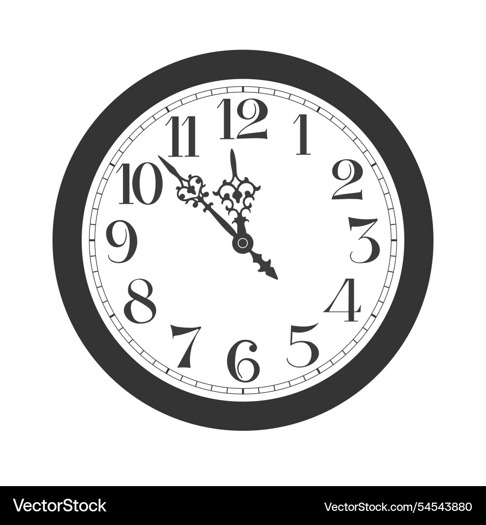 Black classic round wall clock isolated on white Vector Image