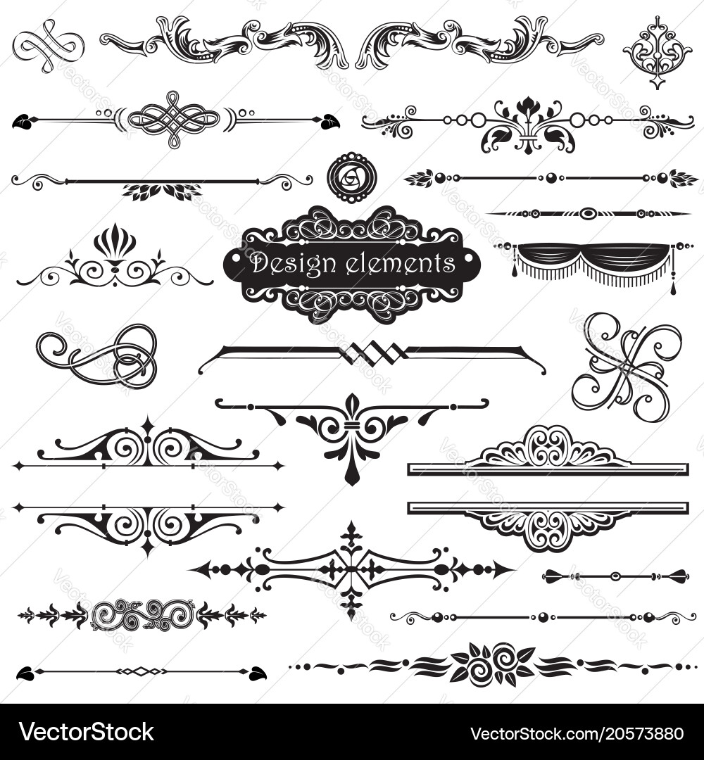 Calligraphic Page Decor & Ornamental Elements vector image