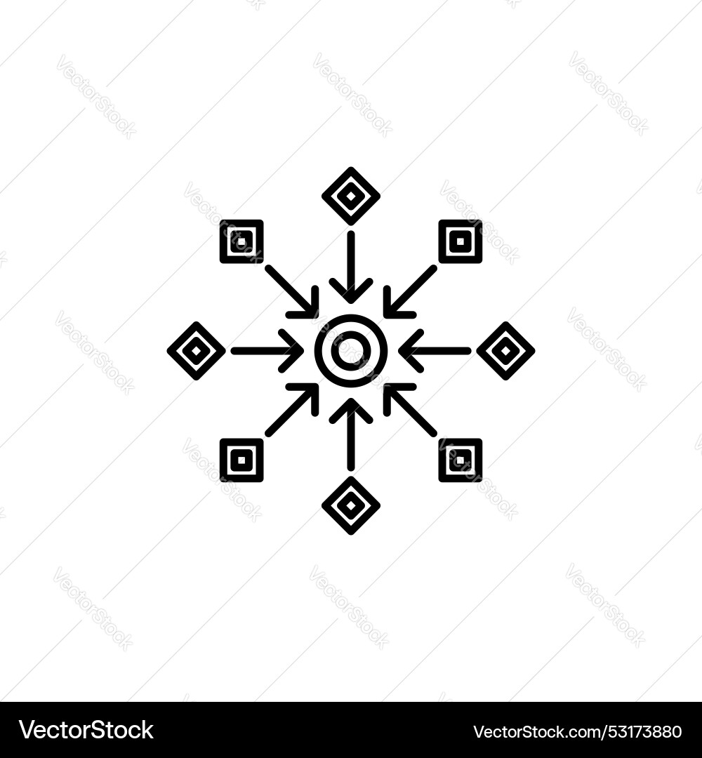 Centralized icon set enterprise data hub symbol Centralized icon set enterprise data hub symbol vector image