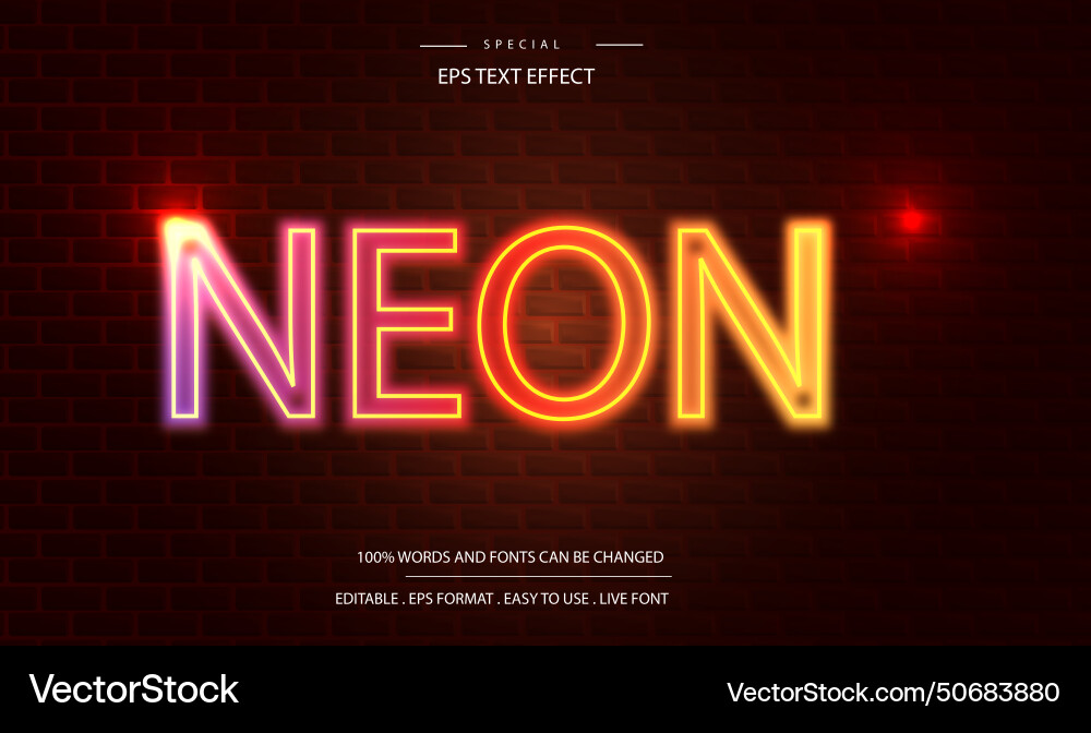 Editable text effect neon style Editable text effect neon style vector image
