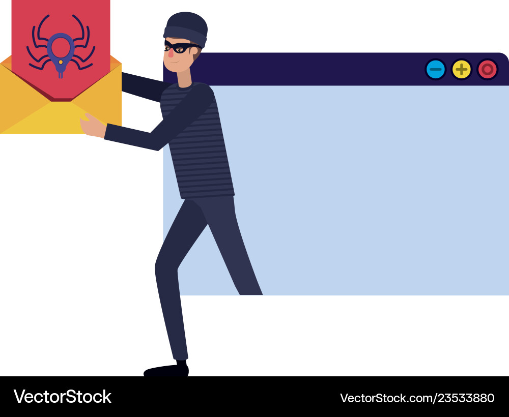 Hacker stealing information avatar character vector image
