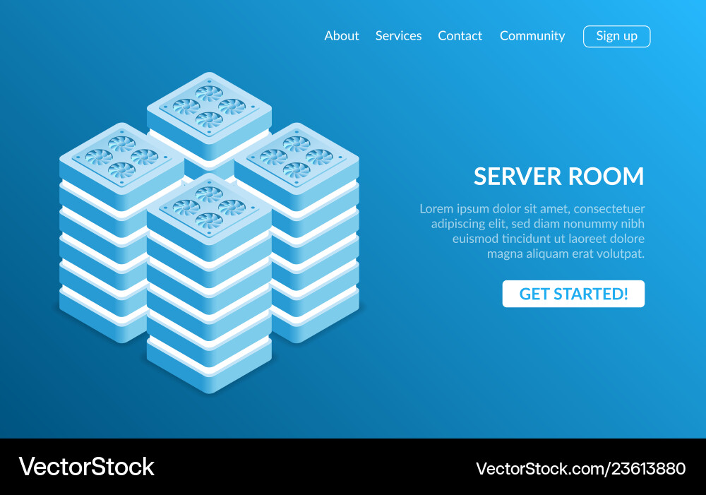 Isometric Server & Big Data Network Vector Image