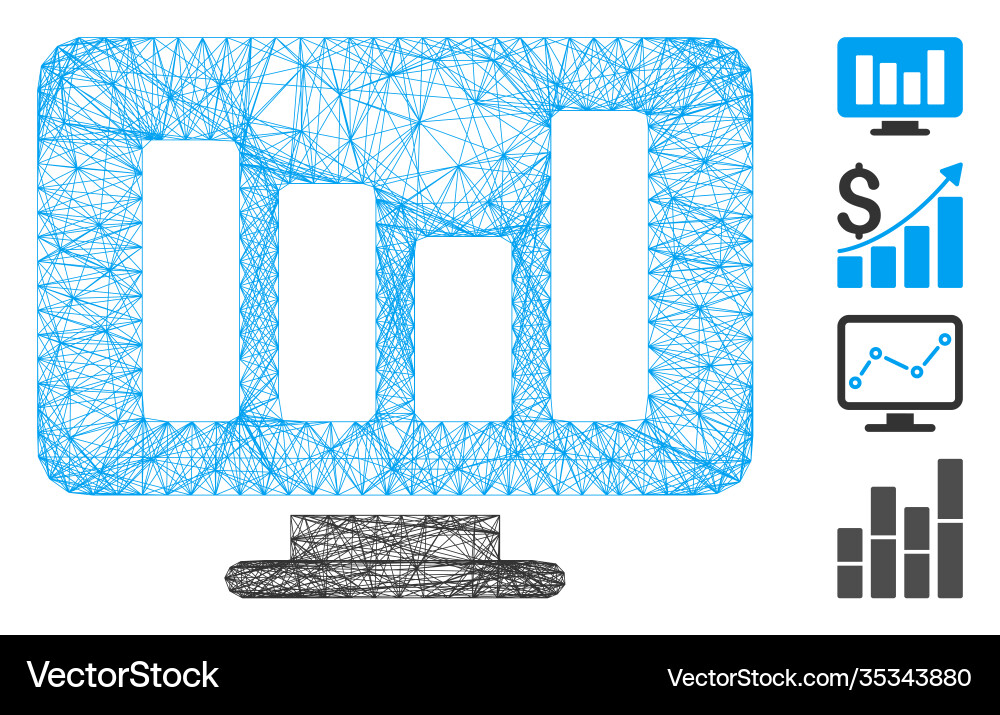 Linear bar chart monitoring mesh Linear bar chart monitoring mesh vector image