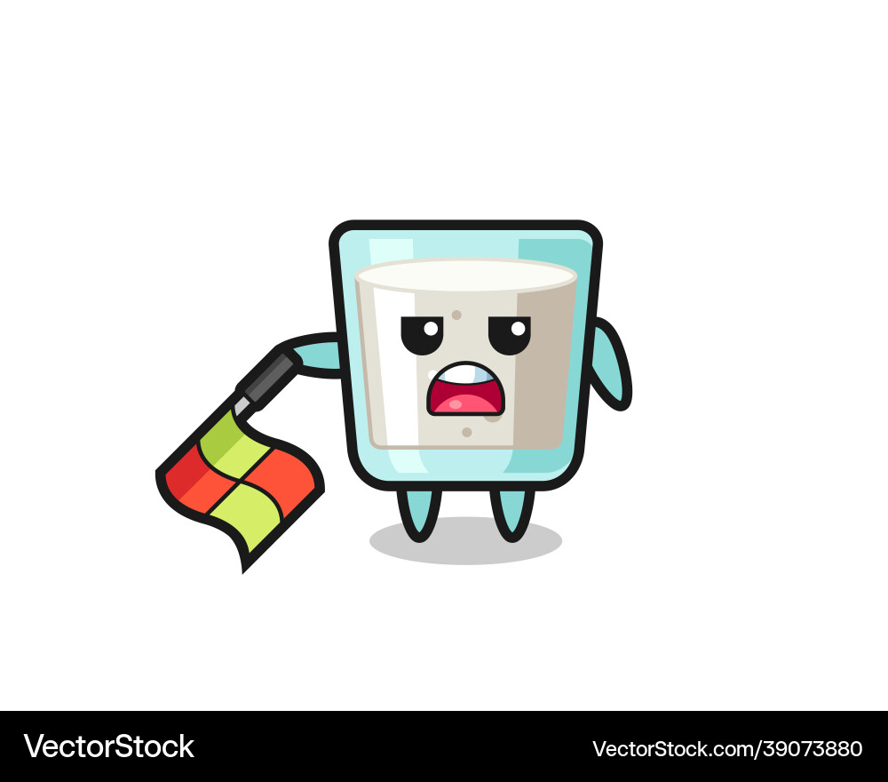 Milk character as line judge hold the flag down Milk character as line judge hold the flag down vector image