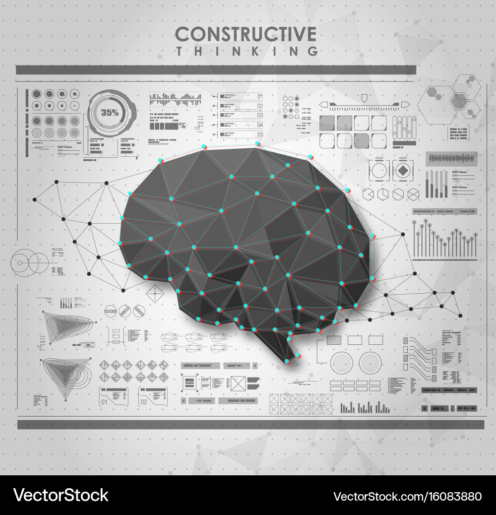 Modern Polygonal Brain with Interface Elements vector image
